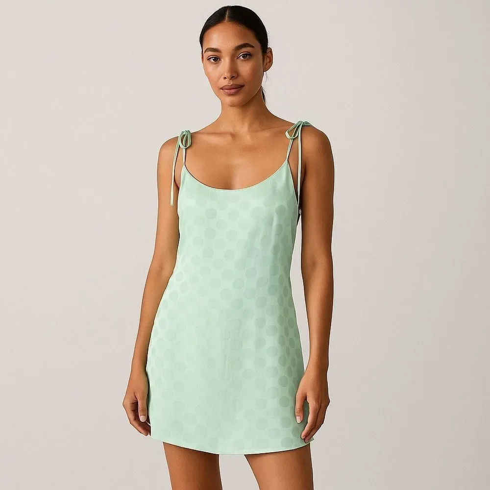Nasty Gal Jacquard Polka Dot Mini Satin Slip Dress - Picture 1 of 8